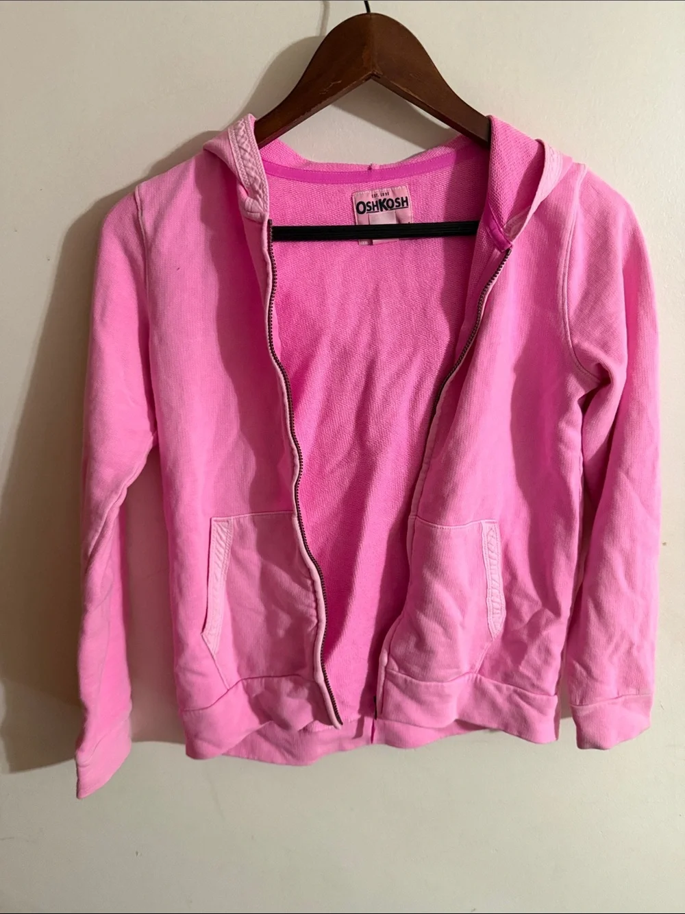 OshKosh B'gosh Light Pink Full-Zip Hooded Sweatshirt